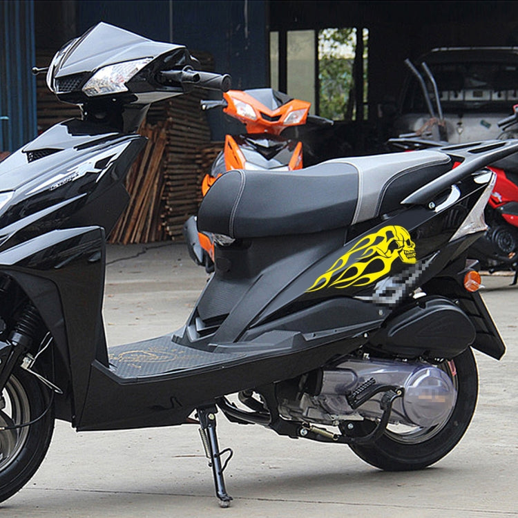 Motorcycle Styling Skull Head PVC Sticker Auto Decorative Sticker (Yellow) by buy2fix