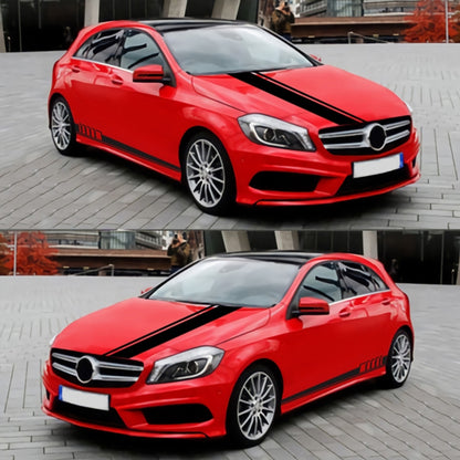 5 in 1 Car Styling Stripe Hood PVC Sticker Auto Decorative Sticker (Black) by buy2fix