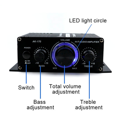 AK170 Car Mini HIFI Amplifier Audio DC 12V - Car Amplifiers by buy2fix | Online Shopping UK | buy2fix