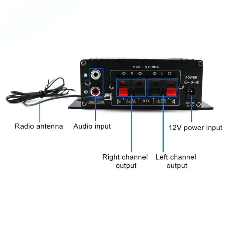 AK370 12V Household / Car Bluetooth HIFI Amplifier Audio with Remote Control - Car Amplifiers by buy2fix | Online Shopping UK | buy2fix