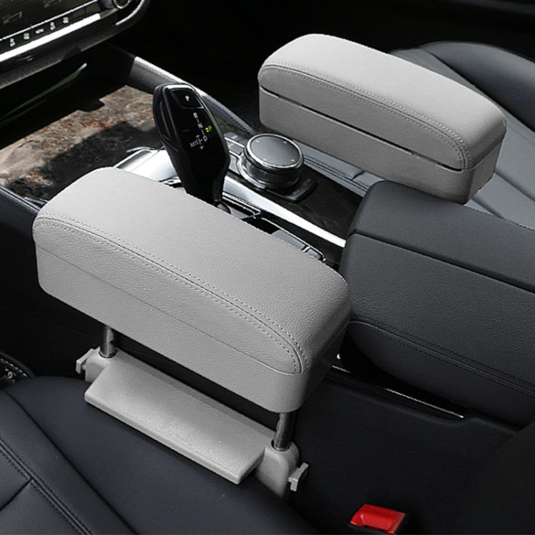 Universal Car PU Leather Wrapped Armrest Box Cushion Car Armrest Box Mat with Storage Box (Grey) by buy2fix