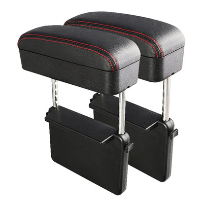 2 PCS Universal Car PU Leather Wrapped Armrest Box Cushion Car Armrest Box Mat with Storage Box (Black Red) by buy2fix