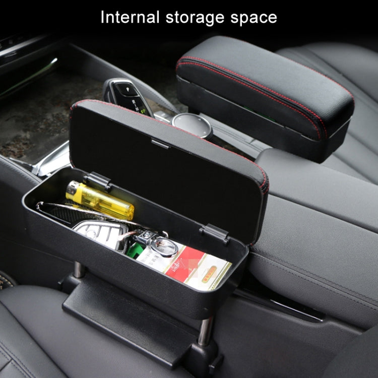 2 PCS Universal Car PU Leather Wrapped Armrest Box Cushion Car Armrest Box Mat with Storage Box (Black White) by buy2fix