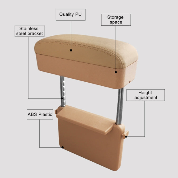 2 PCS Universal Car PU Leather Wrapped Armrest Box Cushion Car Armrest Box Mat with Storage Box (Beige) by buy2fix