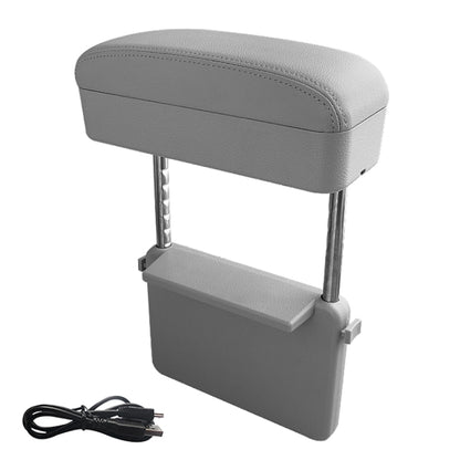Universal Car Wireless Qi Standard Charger PU Leather Wrapped Armrest Box Cushion Car Armrest Box Mat with Storage Box (Grey) by buy2fix