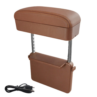 Universal Car Wireless Qi Standard Charger PU Leather Wrapped Armrest Box Cushion Car Armrest Box Mat with Storage Box (Brown) by buy2fix