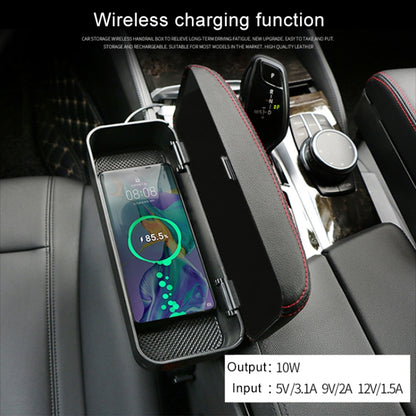 2 PCS Universal Car Wireless Qi Standard Charger PU Leather Wrapped Armrest Box Cushion Car Armrest Box Mat with Storage Box (Grey) by buy2fix
