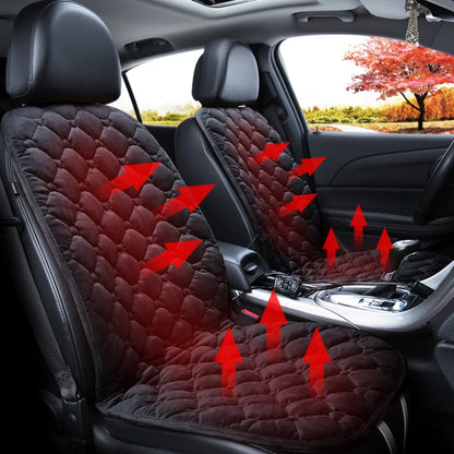 Car 12V Front Seat Heater Cushion Warmer Cover Winter Heated Warm, Double Seat (Black) by buy2fix