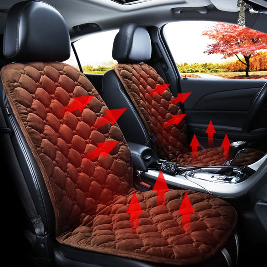 Car 12V Front Seat Heater Cushion Warmer Cover Winter Heated Warm, Double Seat (Coffee) by buy2fix