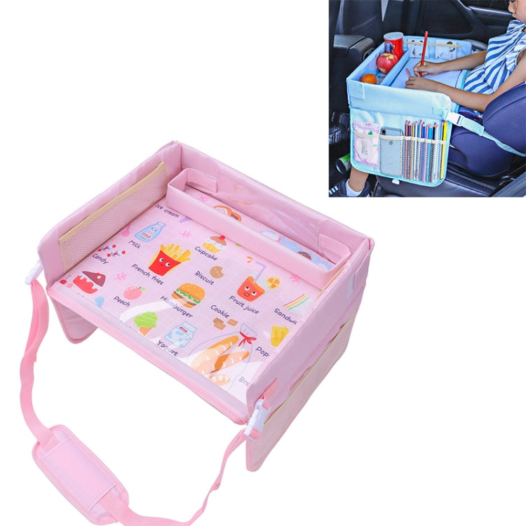Children Waterproof Dining Table Toy Organizer Baby Safety Tray Tourist Painting Holder (Pink Food) by buy2fix