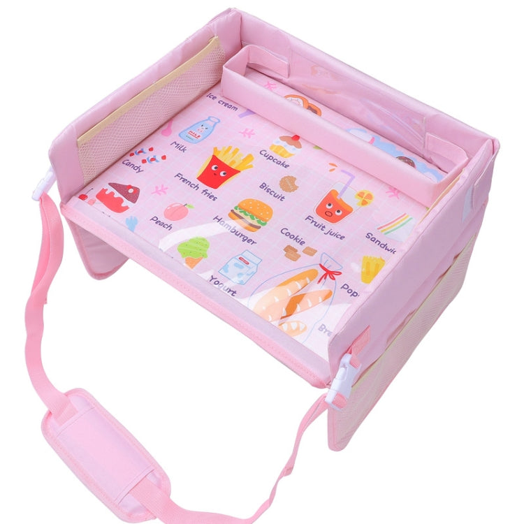 Children Waterproof Dining Table Toy Organizer Baby Safety Tray Tourist Painting Holder (Pink Food) by buy2fix