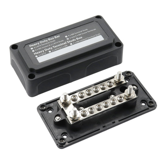 Max DC 48V 100A Heavy-Duty Module Design Bus Bar 4 M6 / 12 M4 Terminal Studs Box Busbar for Car / RV / Boat - Booster Cable & Clip by buy2fix | Online Shopping UK | buy2fix