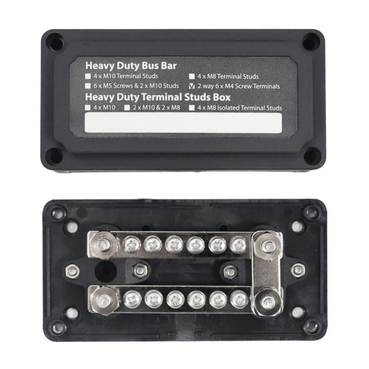 Max DC 48V 100A Heavy-Duty Module Design Bus Bar 4 M6 / 12 M4 Terminal Studs Box Busbar for Car / RV / Boat - Booster Cable & Clip by buy2fix | Online Shopping UK | buy2fix
