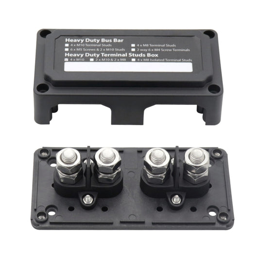 Max DC 48V 200A Heavy-Duty Module Design Bus Bar 4 M10 Terminal Studs Box Busbar for Car / RV / Boat - Booster Cable & Clip by buy2fix | Online Shopping UK | buy2fix