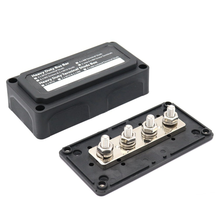 Max DC 48V 300A Heavy-Duty Module Design Bus Bar 4 M8 Terminal Studs Box Busbar for Car / RV / Boat - Booster Cable & Clip by buy2fix | Online Shopping UK | buy2fix