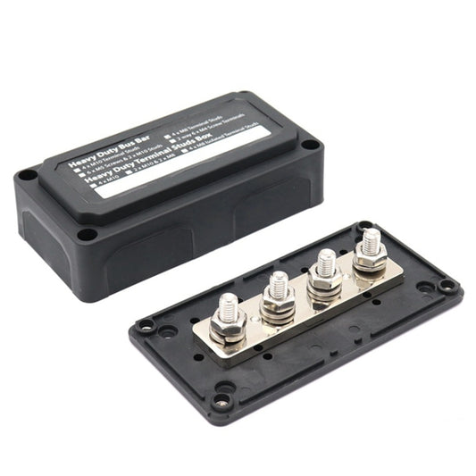 Max DC 48V 300A Heavy-Duty Module Design Bus Bar 4 M8 Terminal Studs Box Busbar for Car / RV / Boat - Booster Cable & Clip by buy2fix | Online Shopping UK | buy2fix