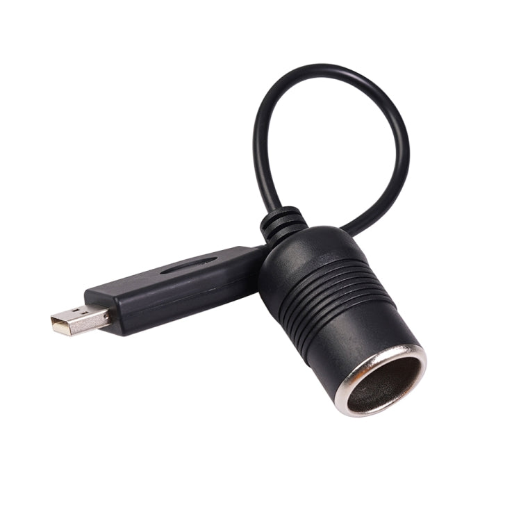 Car Converter USB Port to Car Cigarette Lighter Socket Female 5V to 12V Boost Power Adapter Cable (Black) by buy2fix