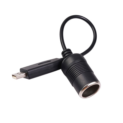 Car Converter USB Port to Car Cigarette Lighter Socket Female 5V to 12V Boost Power Adapter Cable (Black) by buy2fix