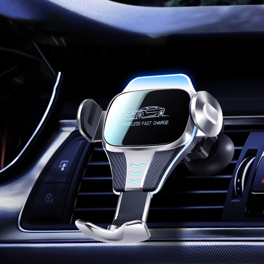Car Air Outlet Induction Gravity Phone Wireless Charging Holder(Silver) - Wireless Charger Holders by buy2fix | Online Shopping UK | buy2fix