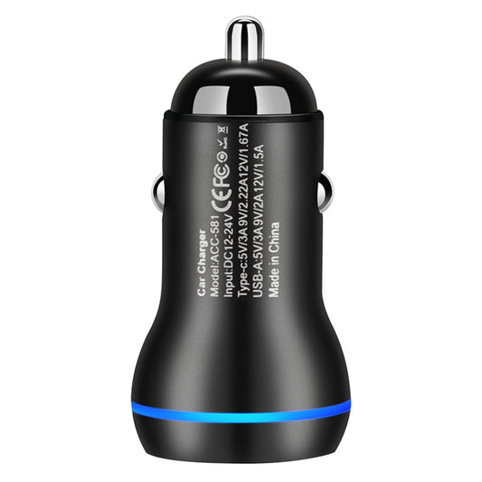 ACC-581 PD 20W + QC3.0 Type-C / USB-C + USB Fast Charging Car Charger (Black) - Car Charger by buy2fix | Online Shopping UK | buy2fix