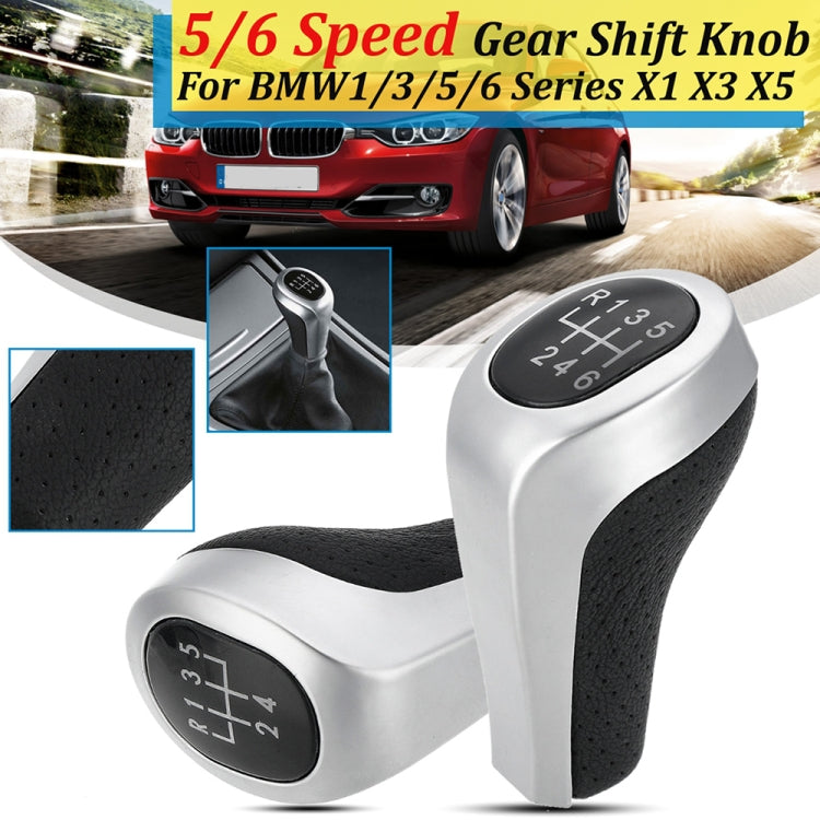 Car 5-speed Matte Silver Gear Shift Lever Knob for BMW by buy2fix