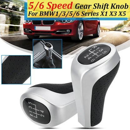 Car 5-speed Matte Silver Gear Shift Lever Knob for BMW by buy2fix