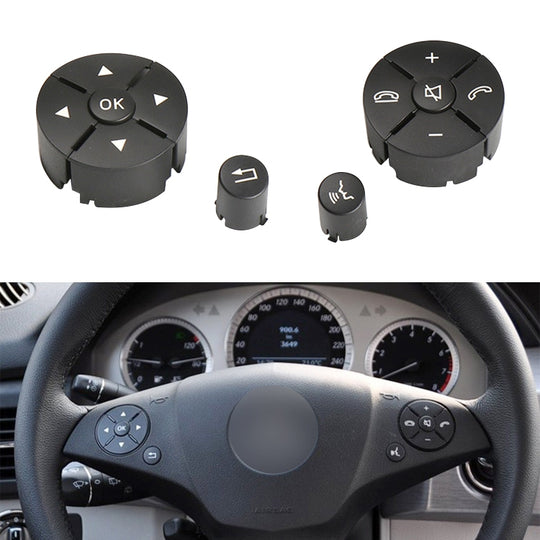 1 Paar Auto-Lenkradschalter-Tastenfeld für Mercedes-Benz W204 2007-2014, Linksverkehr (Schwarz)