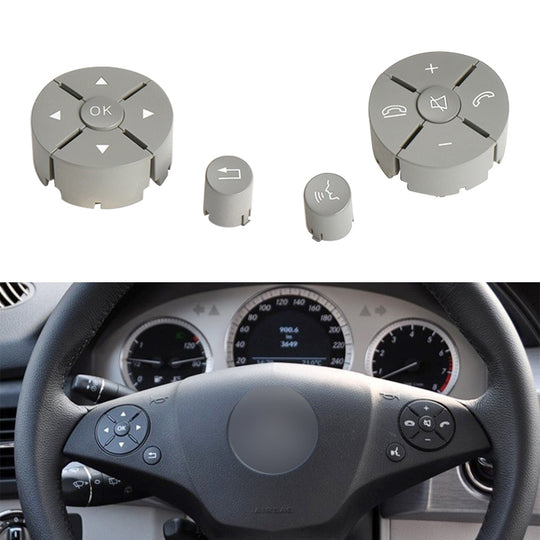 1 Paar Auto-Lenkradschalter-Tastenfeld für Mercedes-Benz W204 2007–2014, Linksverkehr (Grau)