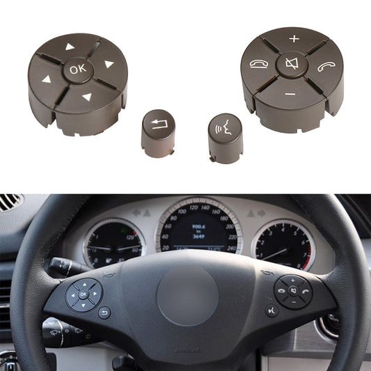 1 Pair Car Steering Wheel Switch Buttons Panel for Mercedes-Benz W204 2007-2014, Left Driving(Brown) - Car Switches by buy2fix | Online Shopping UK | buy2fix
