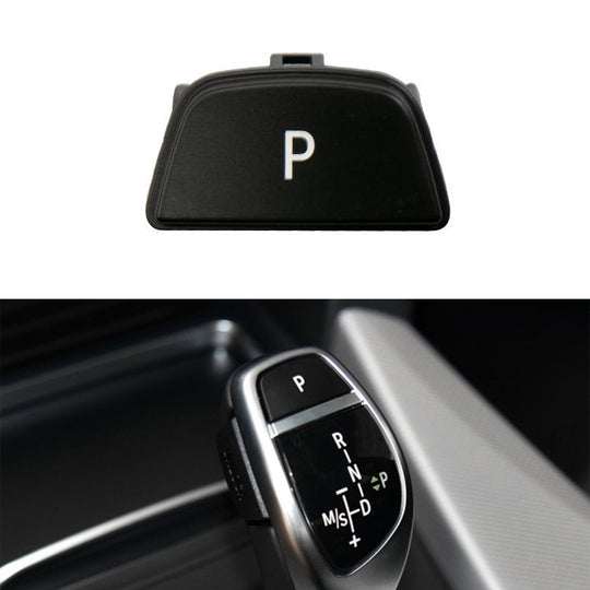 Auto Schalthebel Auto Parkknopf Buchstabe P Kappe für BMW X5 X6 2013-, Linksfahren (Schwarz)