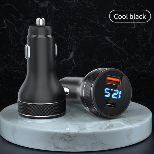 ACC-568 PD 20W USB-C / Type-C + USB Digital Display Fast Charge Car Charger (Black) - Car Charger by buy2fix | Online Shopping UK | buy2fix