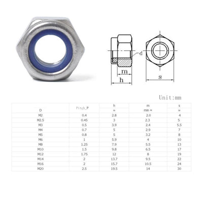 60 PCS Car 304 Stainless Steel Lock Nuts Nylon Insert Locknut Kit M3-M10 - Nuts & Bolts by buy2fix | Online Shopping UK | buy2fix