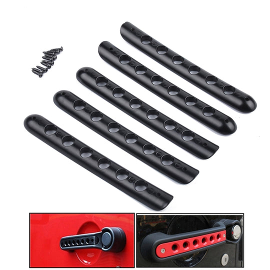 5 pièces couvercle de poignée automatique porte en aluminium couvercle de poignée de maintien pour Jeep Wrangler JK 4 portes 2007 -2017 (noir)