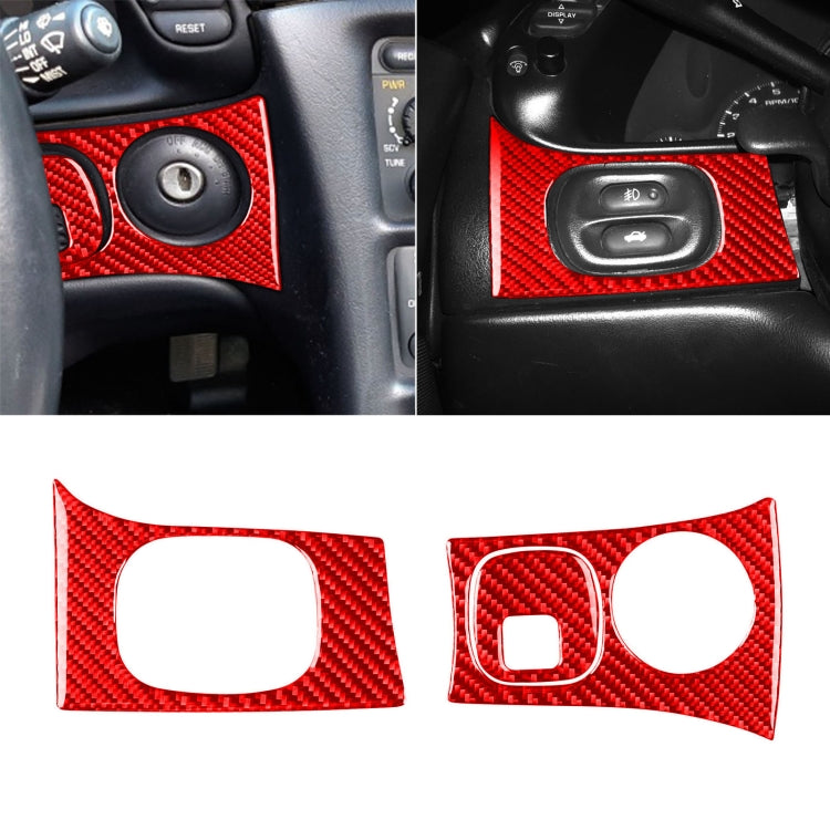 3 in 1 Carbon Fiber Car Headlight Key Panel Sticker for Chevrolet Corvette C5 1998-2004, Left Drive(Red) - Car Interior Mouldings by buy2fix | Online Shopping UK | buy2fix