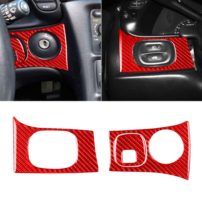 3 in 1 Carbon Fiber Car Headlight Key Panel Sticker for Chevrolet Corvette C5 1998-2004, Left Drive(Red) - Car Interior Mouldings by buy2fix | Online Shopping UK | buy2fix