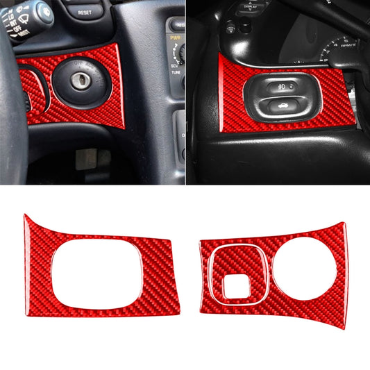 3 in 1 Carbon Fiber Car Headlight Key Panel Sticker for Chevrolet Corvette C5 1998-2004, Left Drive(Red) - Car Interior Mouldings by buy2fix | Online Shopping UK | buy2fix