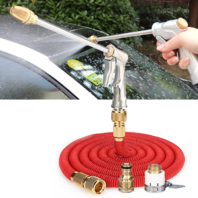 50ft 5m Telescopic Soft Tube Household Car High PressureWash Water Gun Spayer Nozzle Garden Irrigation Set (Red) by buy2fix