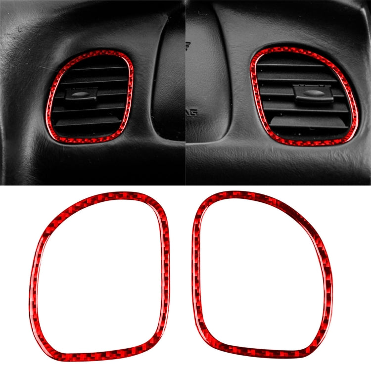 2 in 1 Carbon Fiber Car Front Passenger Seat Air Outlet Ring Sticker for Chevrolet Corvette C5 1998-2004, Left Drive(Red) - Car Interior Mouldings by buy2fix | Online Shopping UK | buy2fix
