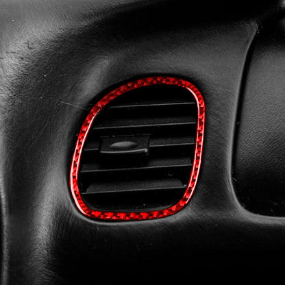 2 in 1 Carbon Fiber Car Front Passenger Seat Air Outlet Ring Sticker for Chevrolet Corvette C5 1998-2004, Left Drive(Red) - Car Interior Mouldings by buy2fix | Online Shopping UK | buy2fix