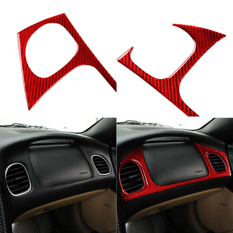 3 in 1 Carbon Fiber Car Front Passenger Seat Air Outlet Sticker Kits for Chevrolet Corvette C5 1998-2004, Left Drive(Red) - Car Interior Mouldings by buy2fix | Online Shopping UK | buy2fix