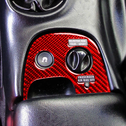 Carbon Fiber Car Traction Control Sticker for Chevrolet Corvette C5 2000-2004, Left Drive (Red) - Car Interior Mouldings by buy2fix | Online Shopping UK | buy2fix