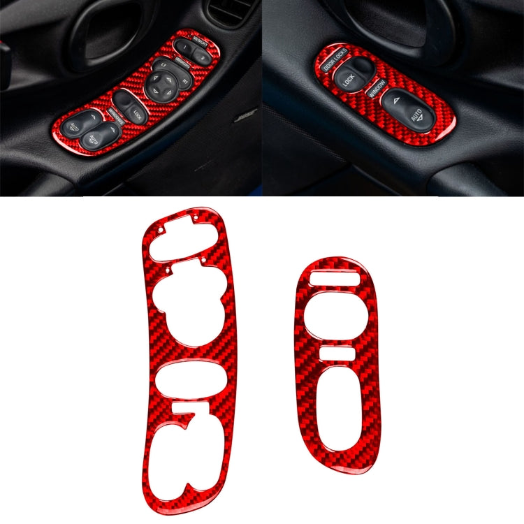 2 in 1 Car Carbon Fiber Door Control Panel Memory Seat Sticker Set for Chevrolet Corvette C5 1998-2004, Left Drive (Red) - Car Interior Mouldings by buy2fix | Online Shopping UK | buy2fix