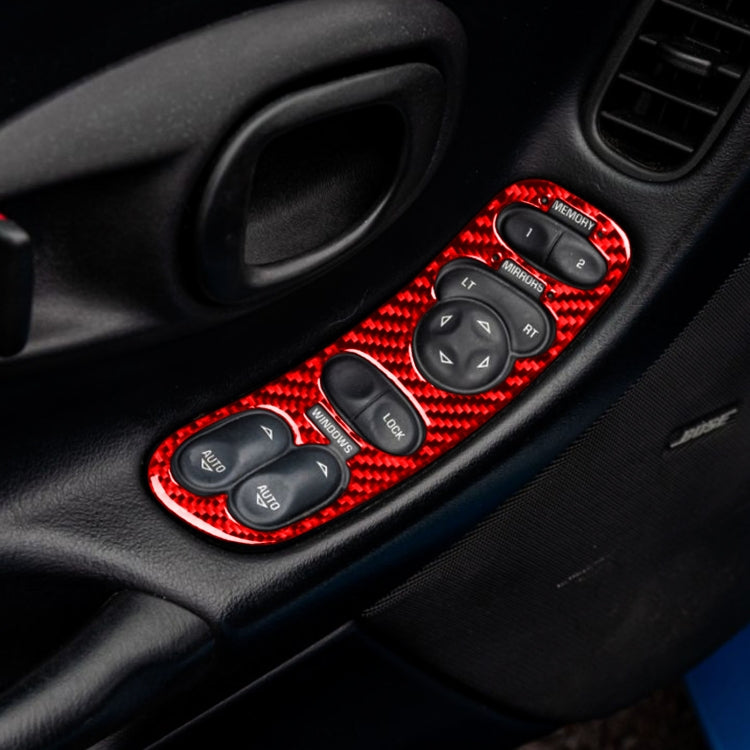 2 in 1 Car Carbon Fiber Door Control Panel Memory Seat Sticker Set for Chevrolet Corvette C5 1998-2004, Left Drive (Red) - Car Interior Mouldings by buy2fix | Online Shopping UK | buy2fix