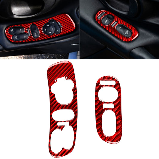 2 in 1 Car Carbon Fiber Door Control Panel  Sticker Set B for Chevrolet Corvette C5 1998-2004, Left Drive(Red) - Car Interior Mouldings by buy2fix | Online Shopping UK | buy2fix