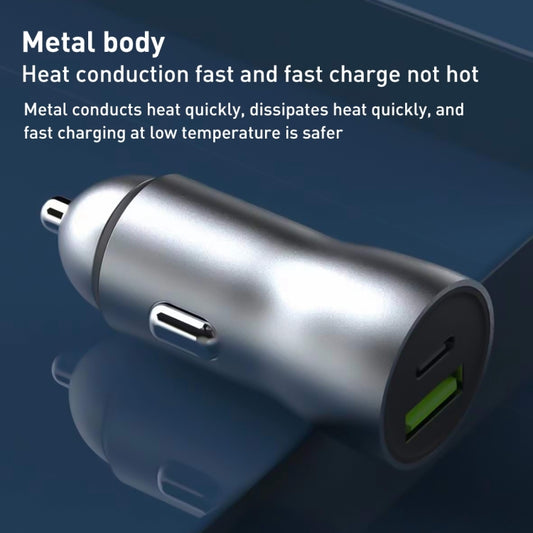 20W PD+22.5W USB Ports Car Charger, Compatible with Android and IOS (Grey) - Car Charger by buy2fix | Online Shopping UK | buy2fix