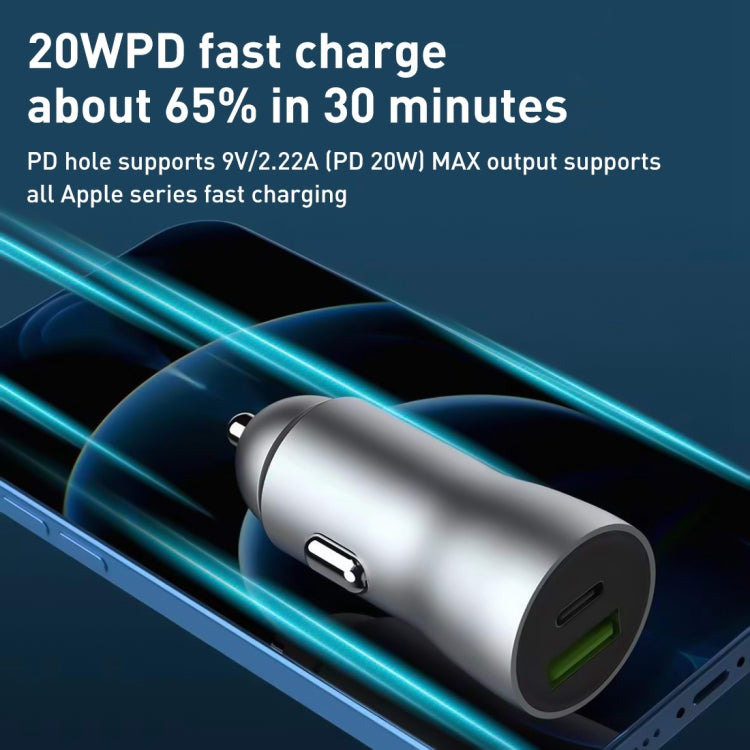 20W PD+22.5W USB Ports Car Charger, Compatible with Android and IOS (Grey) - Car Charger by buy2fix | Online Shopping UK | buy2fix