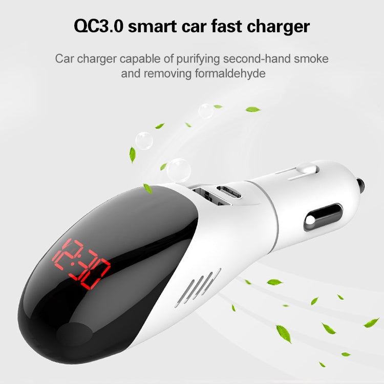 Multifunctional Formaldehyde Removal Air Purifier QC3.0 Car Phone Charger Display Screen (White) by buy2fix