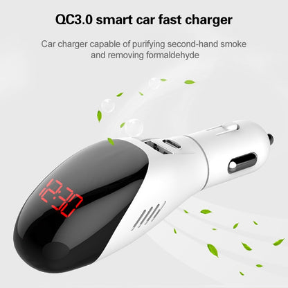 Multifunctional Formaldehyde Removal Air Purifier QC3.0 Car Phone Charger Display Screen (White) by buy2fix