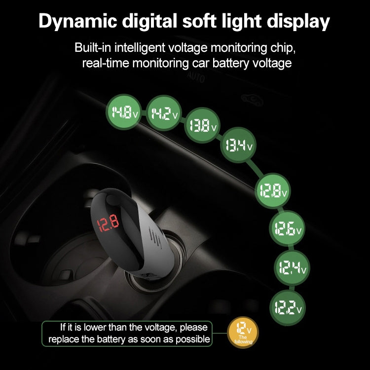 Multifunctional Formaldehyde Removal Air Purifier QC3.0 Car Phone Charger Display Screen (White) by buy2fix