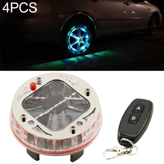 4 PCS Solar LED Car Tire Decoration Flashing Lights Colorful Wheels Hub Atmosphere Lights Infrared Remote Control - Decorative Lights by buy2fix | Online Shopping UK | buy2fix